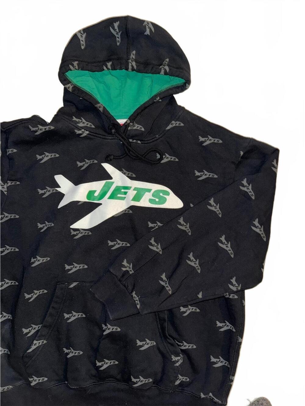 Men’s Mitchell & Ness New York Jets all over print black hoodie size large